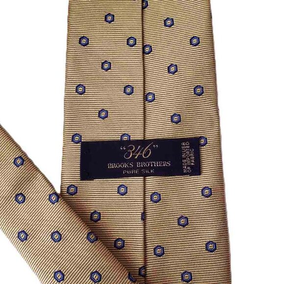 Brooks Brothers Silk Tie Yellow Blue Stripes Geometric Men's - Picture 2 of 2